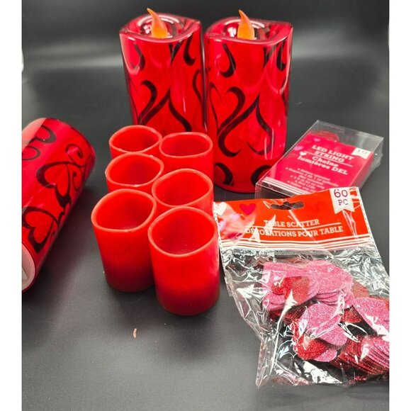 Valentines Day Decor Set With LED Light Candles String Lights & Hearts VL1800 - Picture 12 of 13